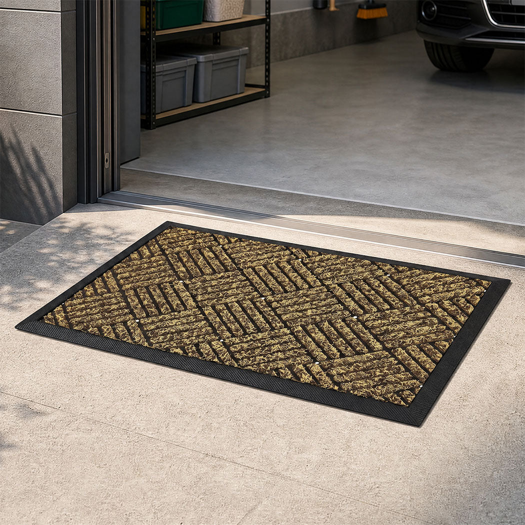 Marlow Front Door Mat 60x90cm Thickened Non Slip Grass Scrape Garden Brown