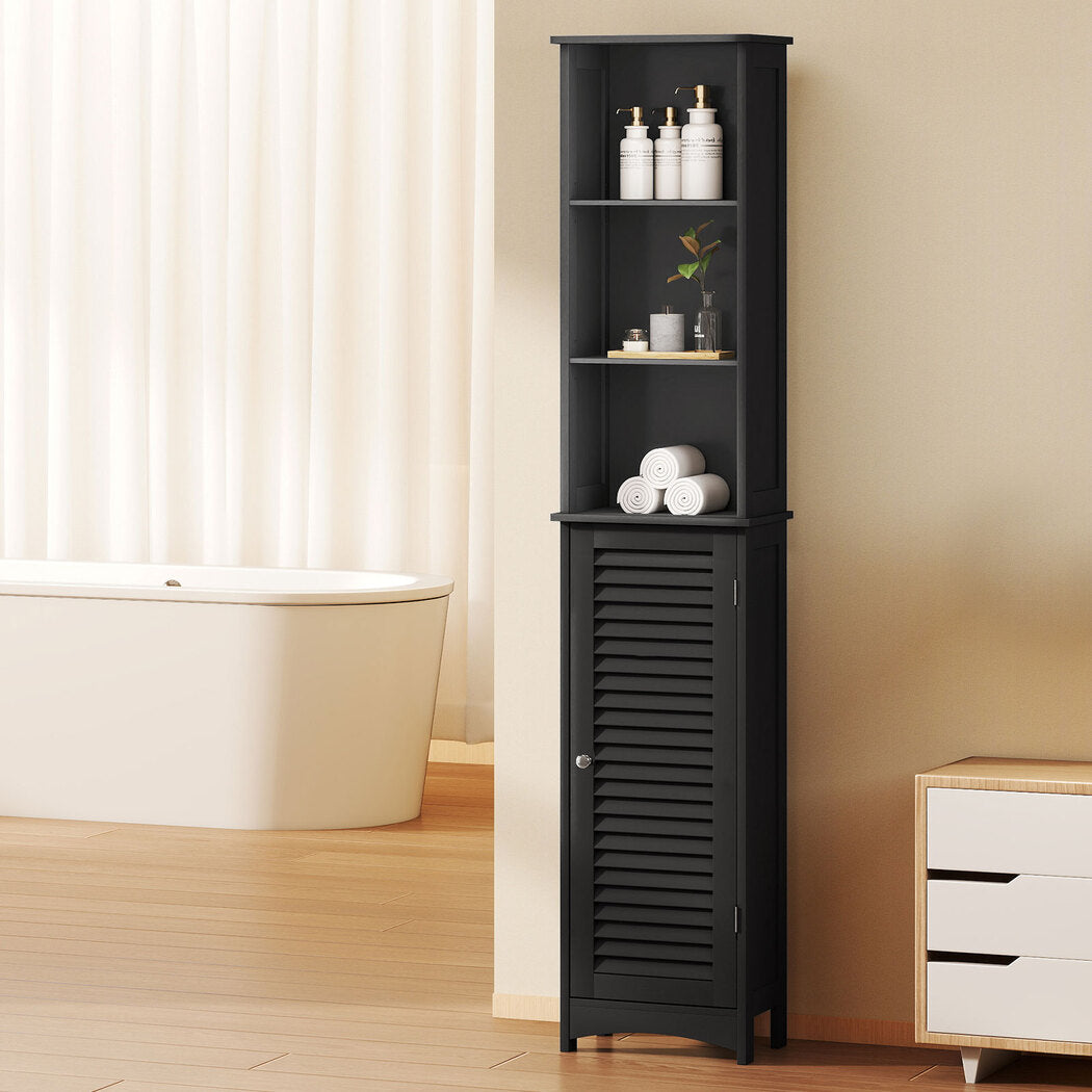 Levede Tall Bathroom Cabinet Storage 166cm Tallboy Cupboard Adjustable Shelf