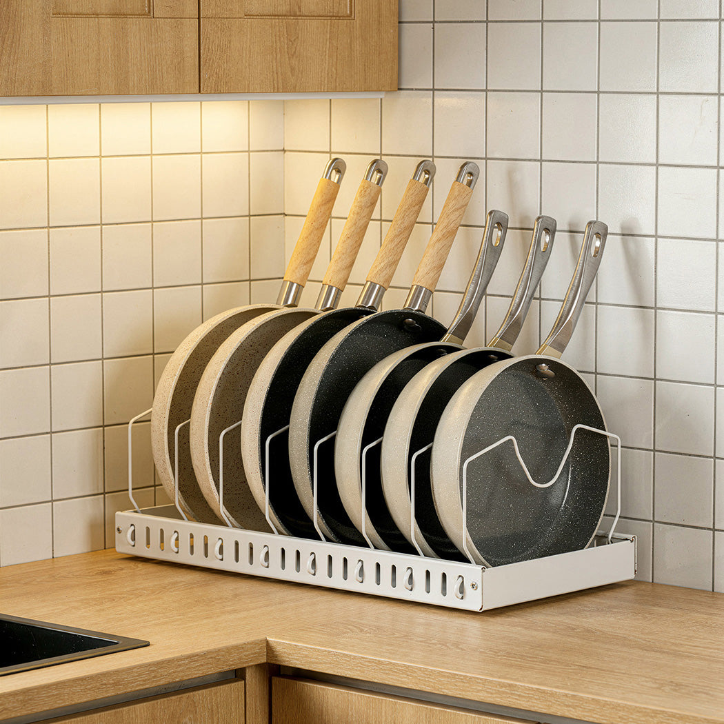 Toque Pots and Pans Organiser Saucepan Holder Storage Pull Out Rack Holder White