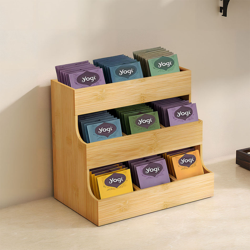 Toque Vertical Bamboo Tea Organizer Holds 180 Tea Bags