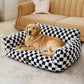 Pawz Pet Bed Plush Checkered Dog Bed Washable Cat Bed