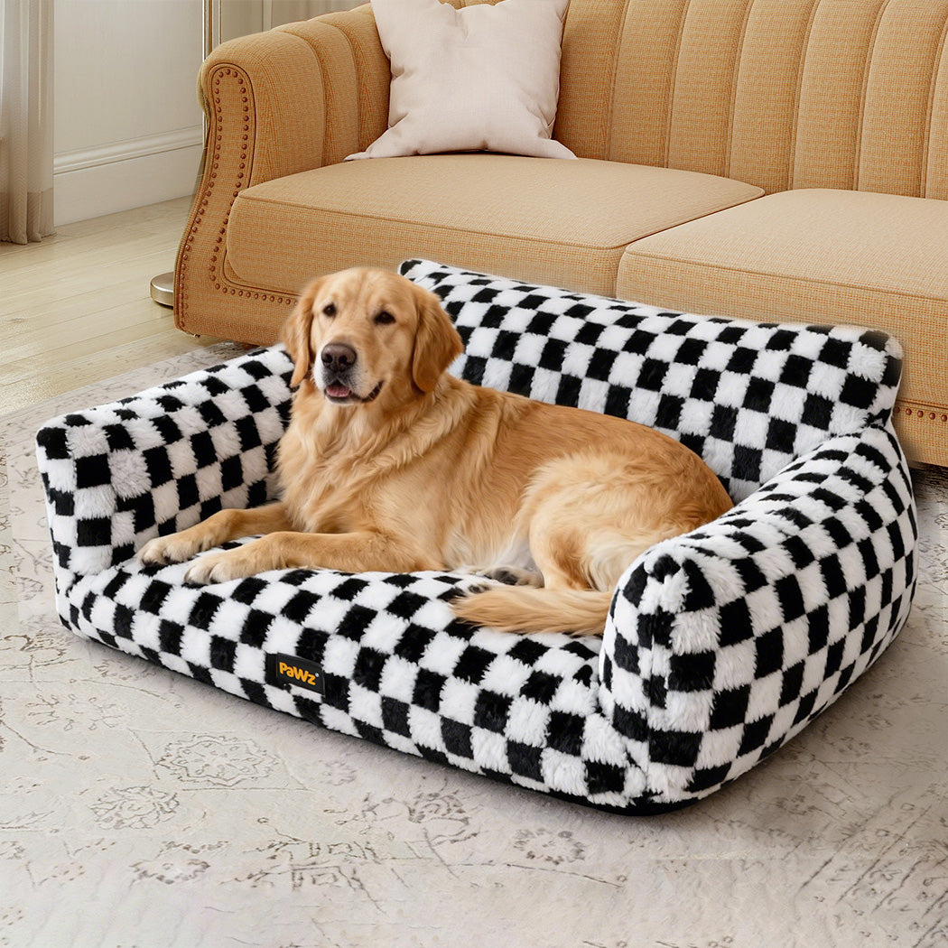 Pawz Pet Bed Plush Checkered Dog Bed Washable Cat Bed
