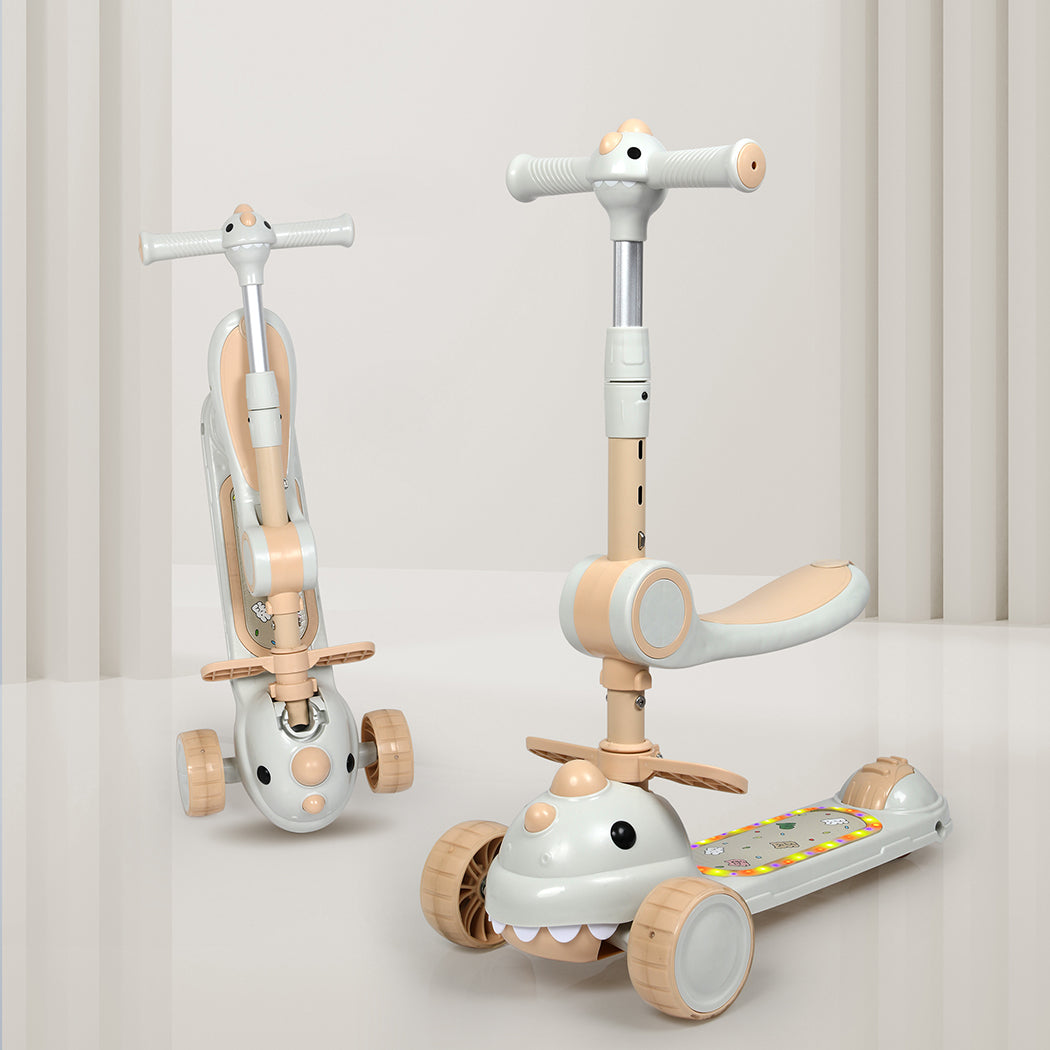 BoPeep Foldable Kids Scooter Flip-able Seat Beige