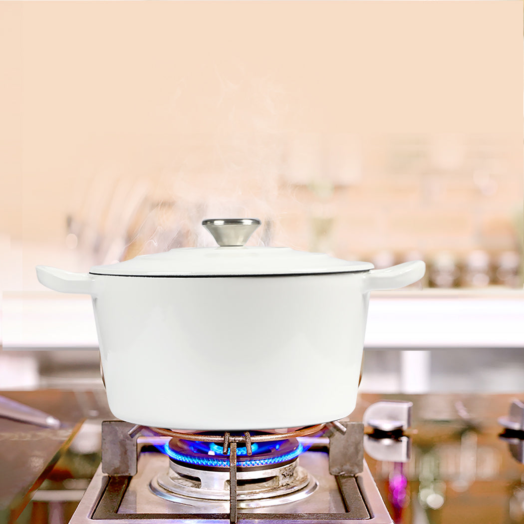 TOQUE 4L Enamel Dutch Oven Pot in White Colour