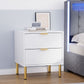 Levede Bedside Table with 2 Drawers White Metal Legs