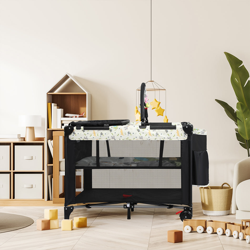 BoPeep Baby Cot Bed Crib Portable Bassinet Black