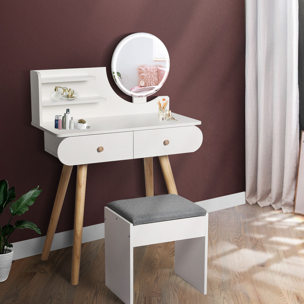 Levede Dressing Table Stool LED Mirror