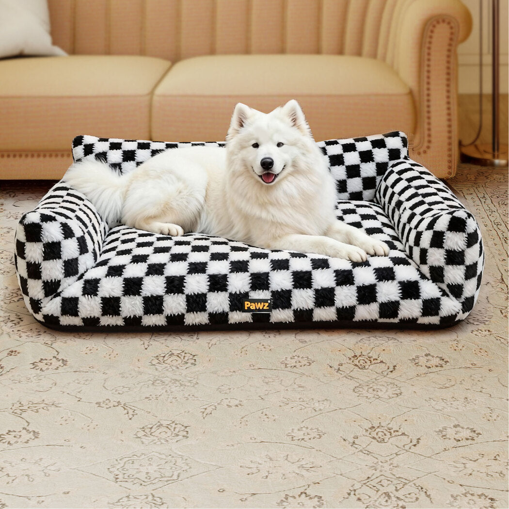 Pawz Pet Bed Plush Checkered Dog Bed Washable Cat Bed