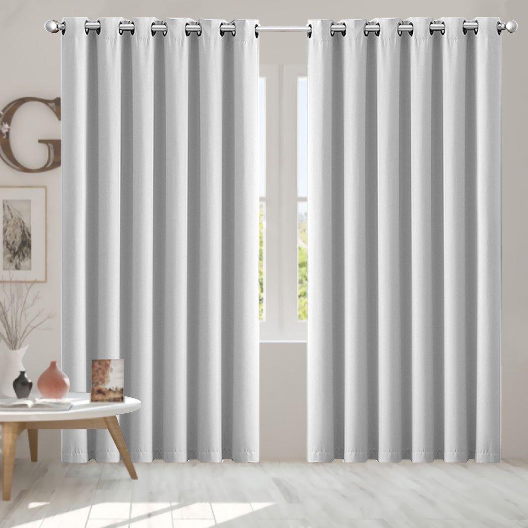 2x Blockout Curtains Panels 3 Layers Grey