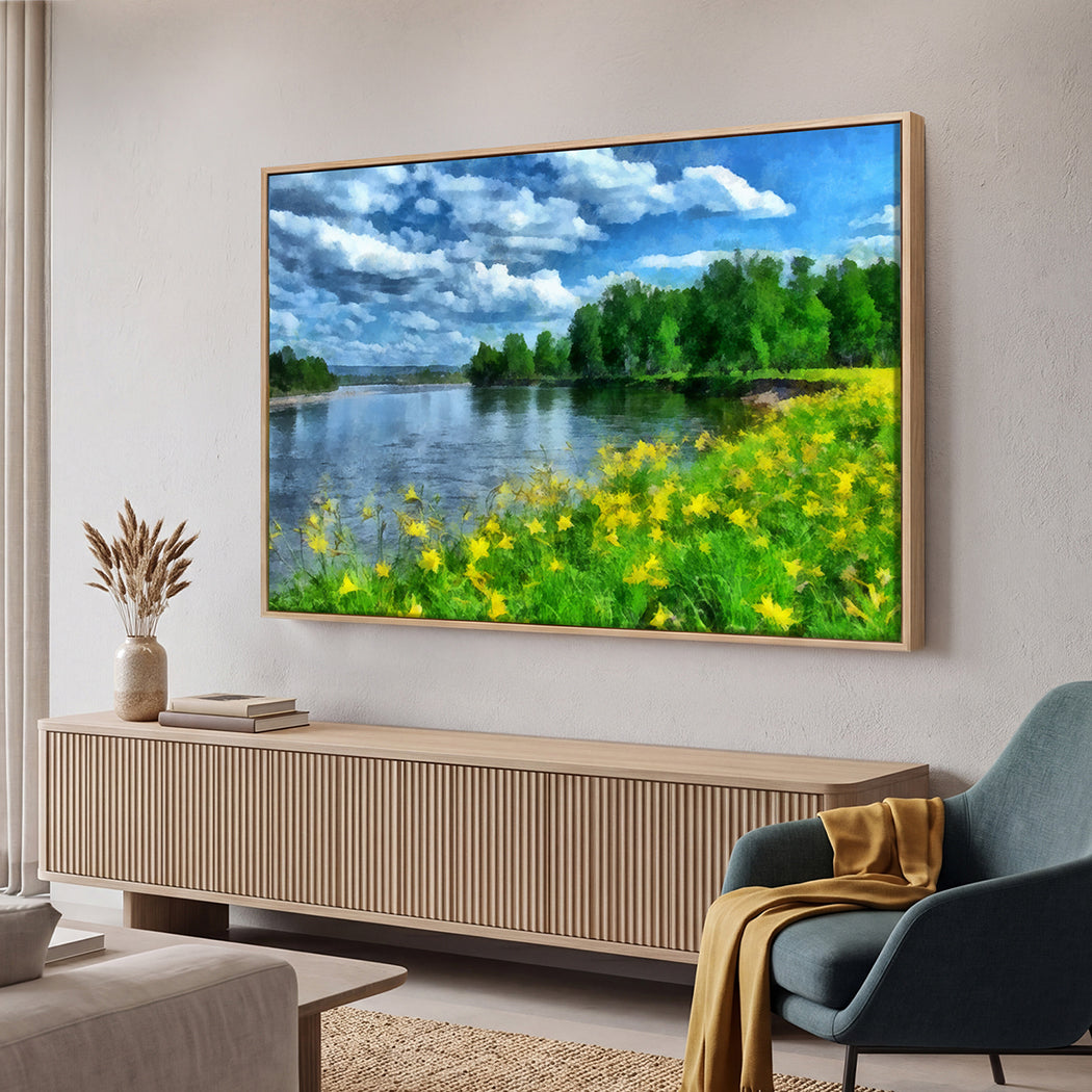Yezi Modern Canvas Wall Art Framed Landscape Painting Large Wall Decor 80x120cm