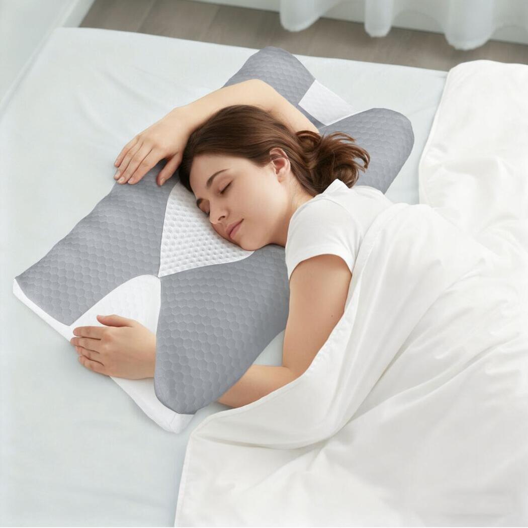 DreamZ Cervical Pillow Memory Foam Ergonomic Cooling Neck Pain Relief Grey