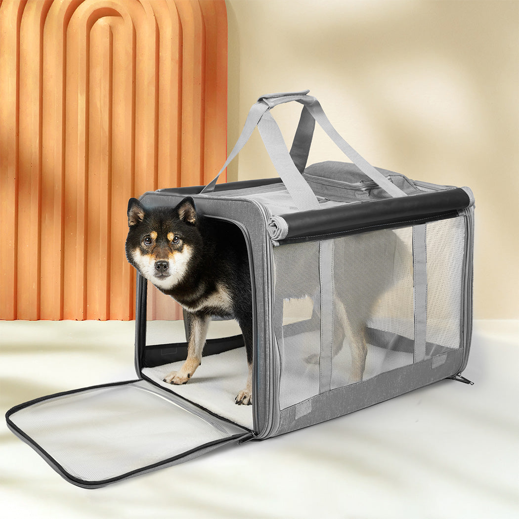 Pawz 3 in 1 Pet Soft Crate Dog Cat Carrier L Size Grey