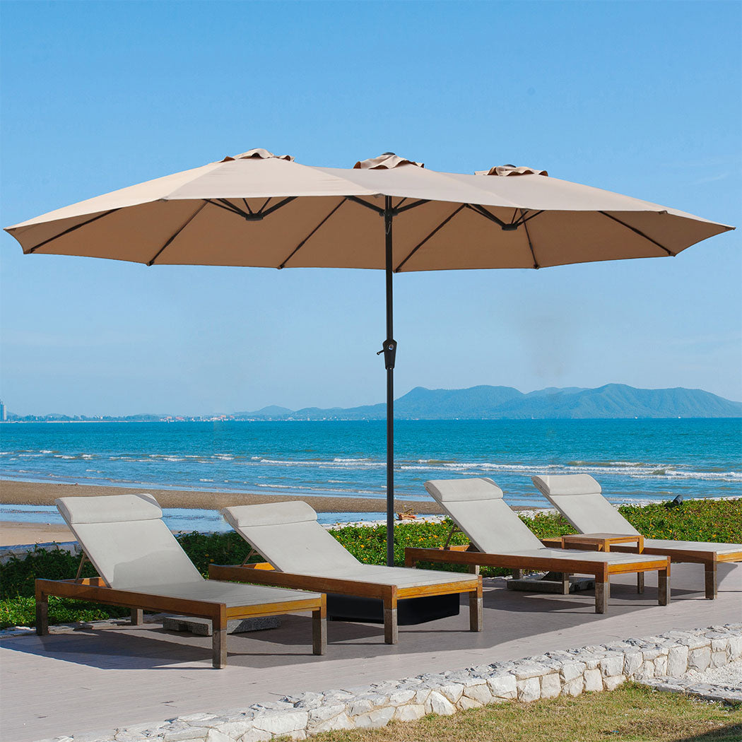 Centra 4M Double-sided Patio Umbrella Outdoor Umbrella Base Stand Khaki