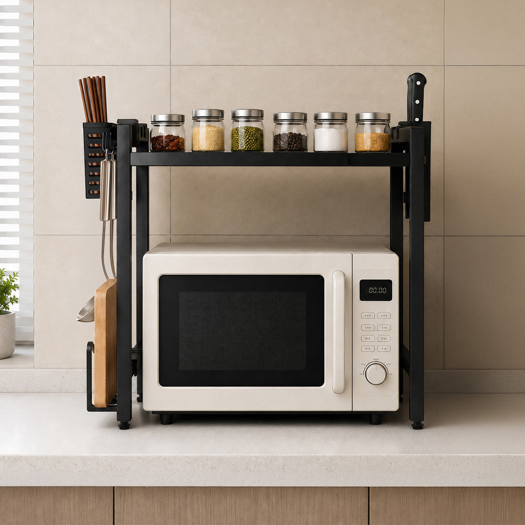 Toque Microwave Oven Rack Stand Adjustable Expandable Shelf Countertop Organizer