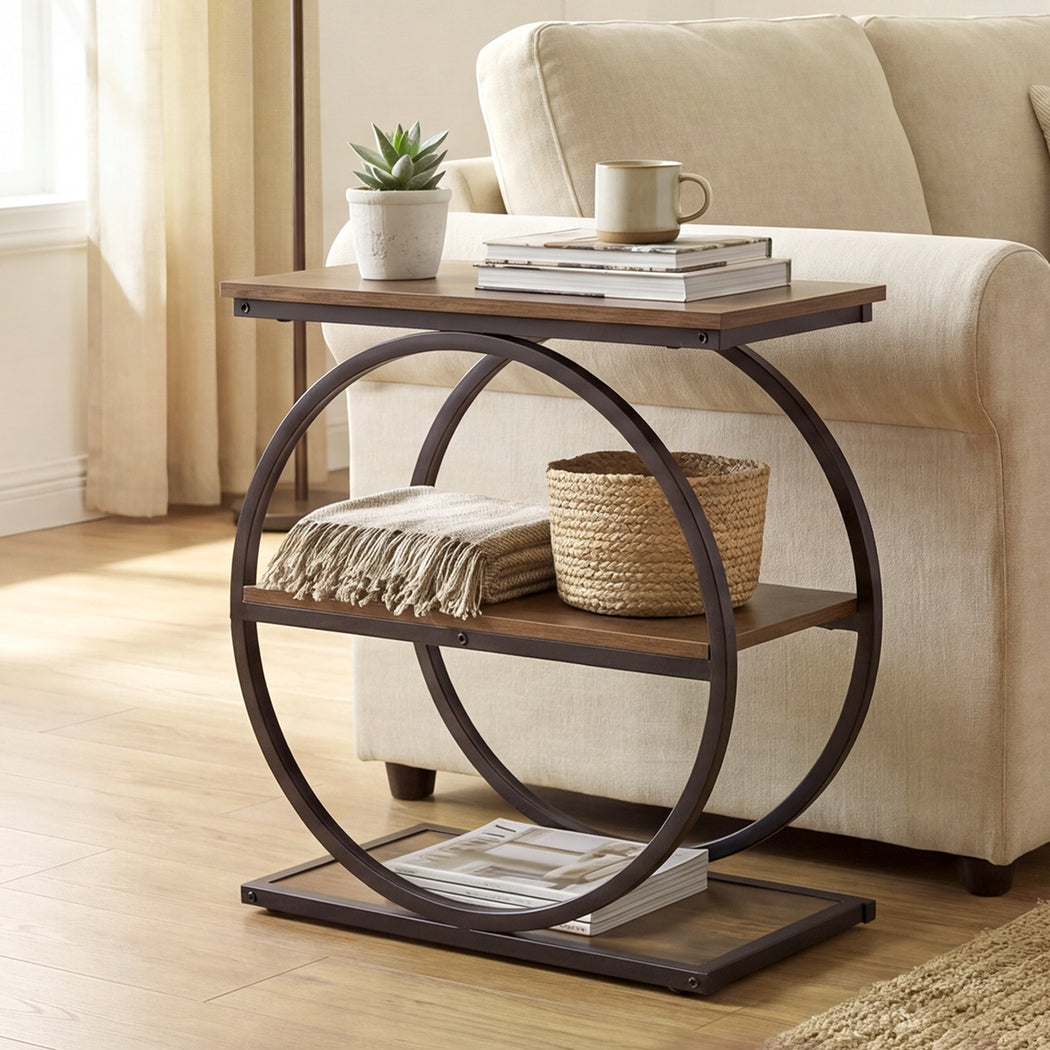 Levede Narrow Side Table 3 Tiers End Table Adjustable Sofa Side Table Bedroom