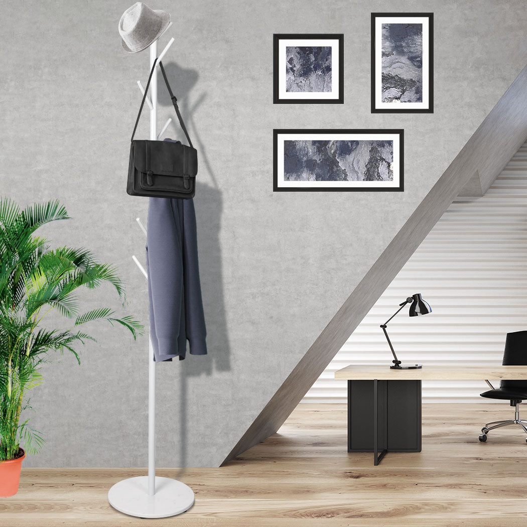 Levede Coat Rack Hat Clothes Stand Hanger White