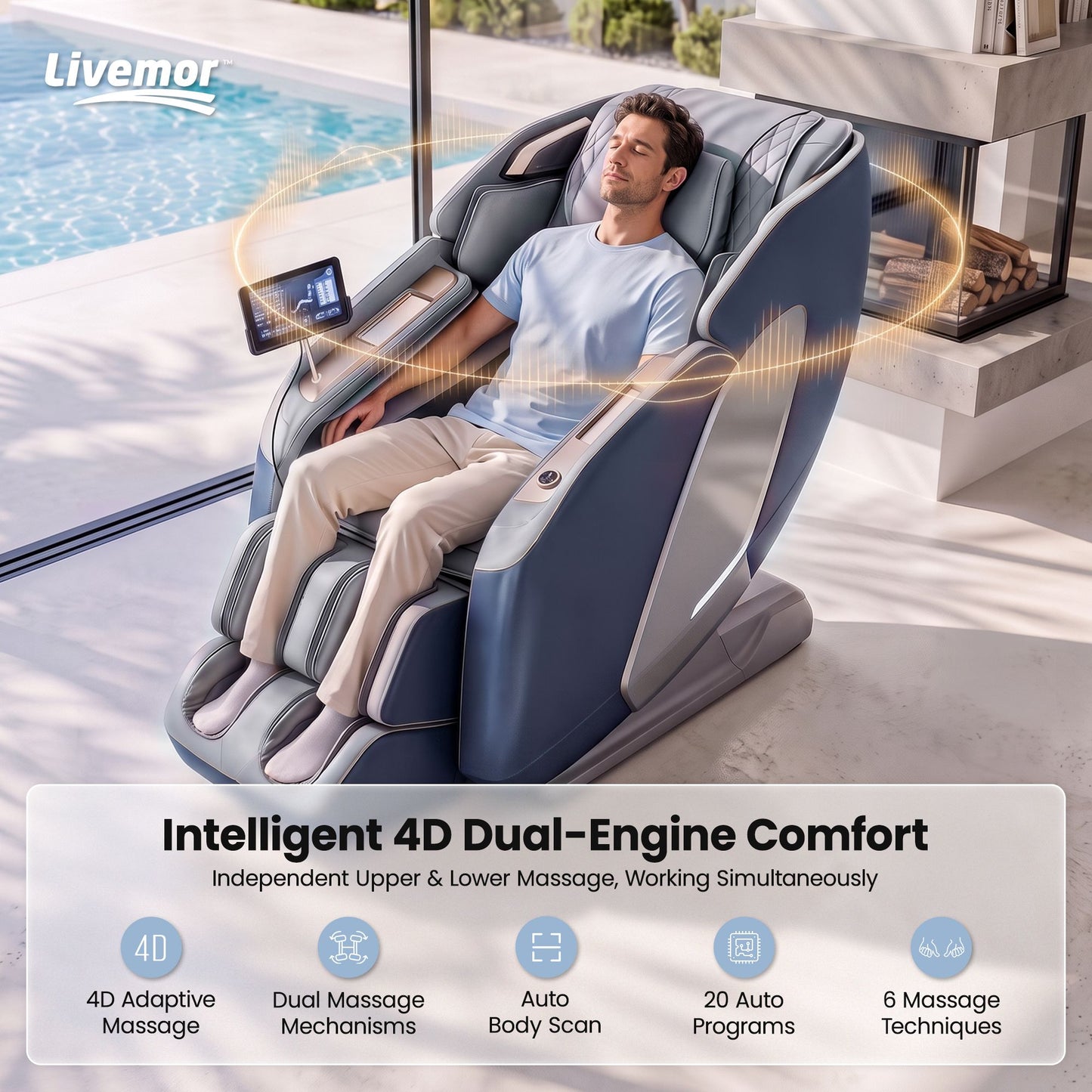 Massage Chair Recliner 4D Double Core Mechanism Massager - Melisa