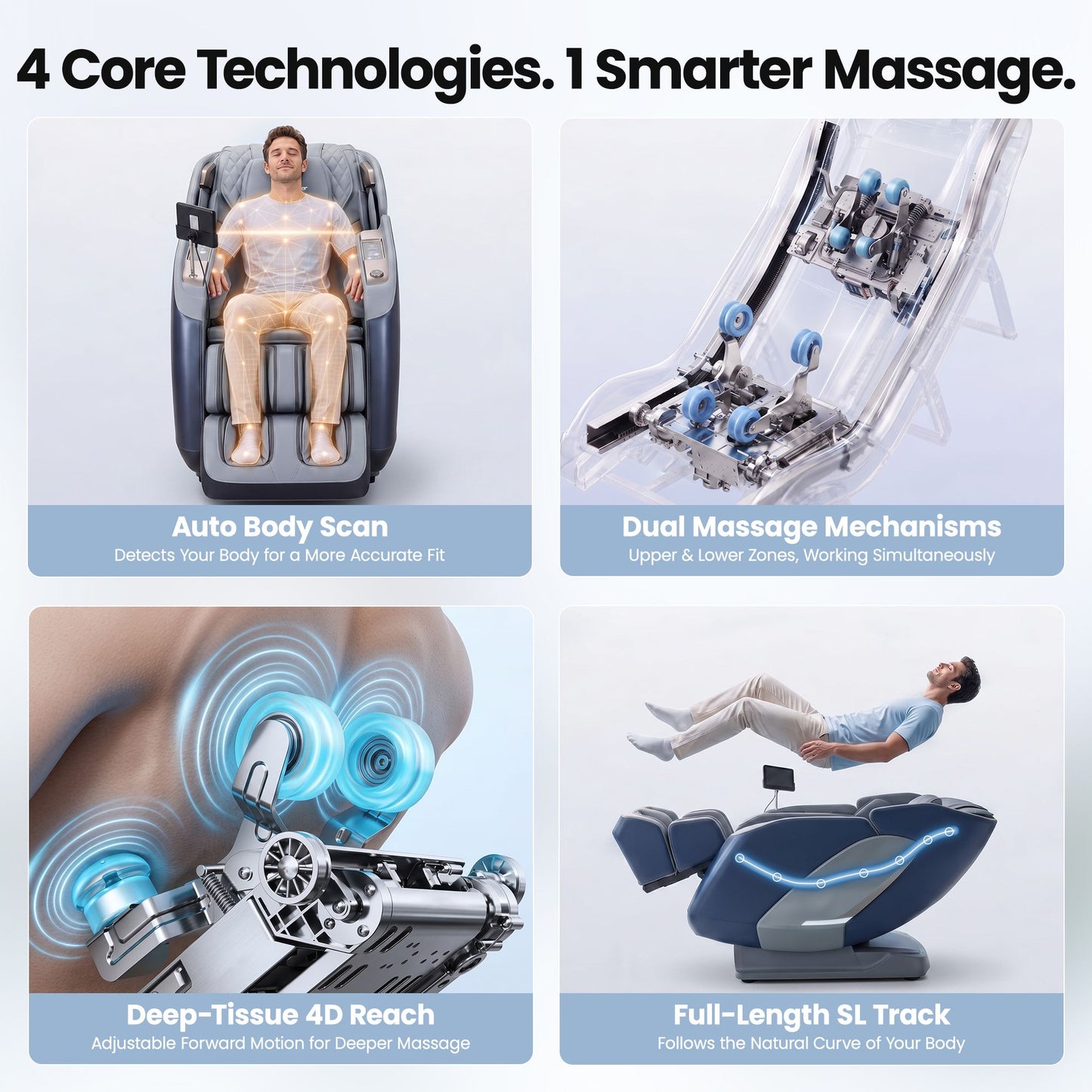 Massage Chair Recliner 4D Double Core Mechanism Massager - Melisa