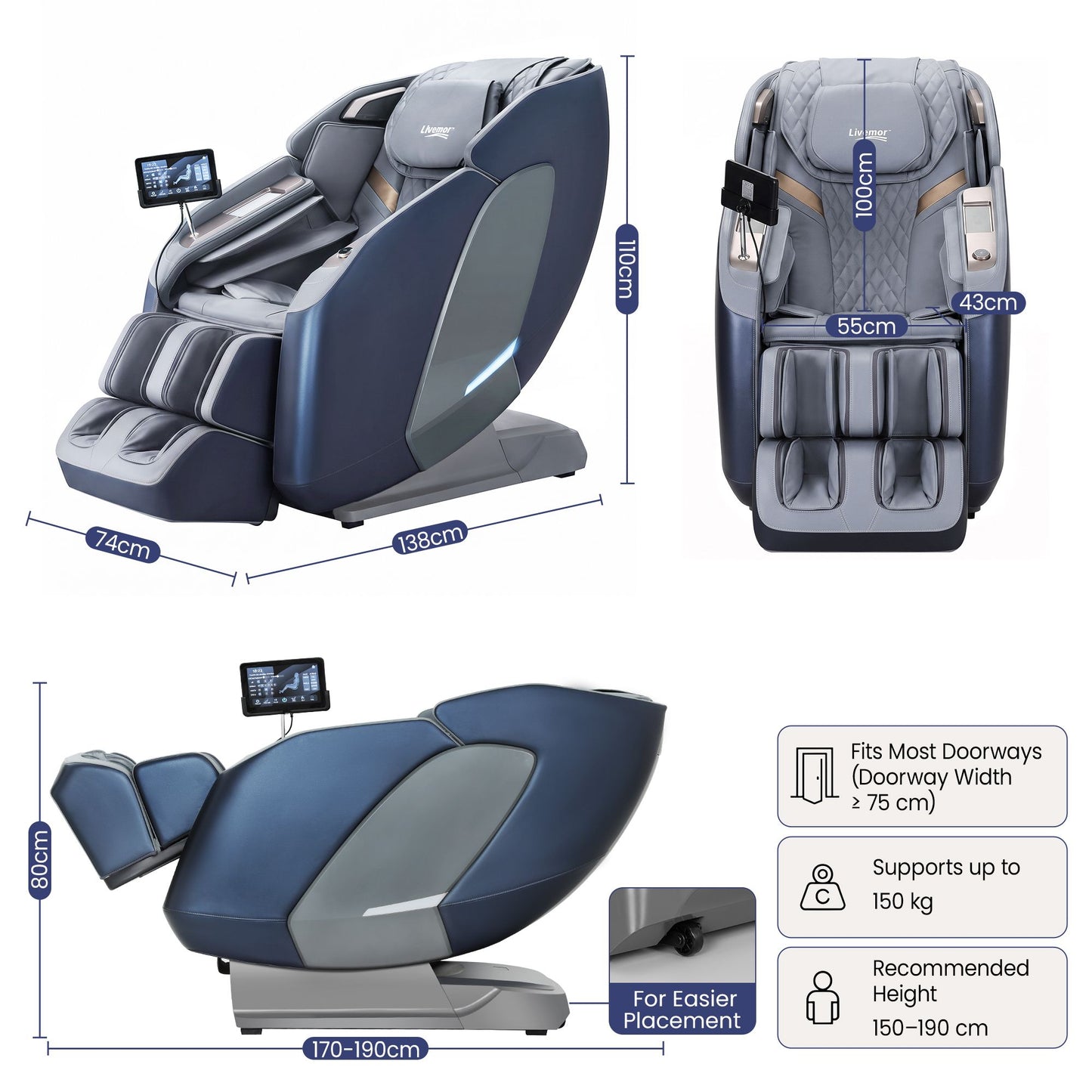 Massage Chair Recliner 4D Double Core Mechanism Massager - Melisa