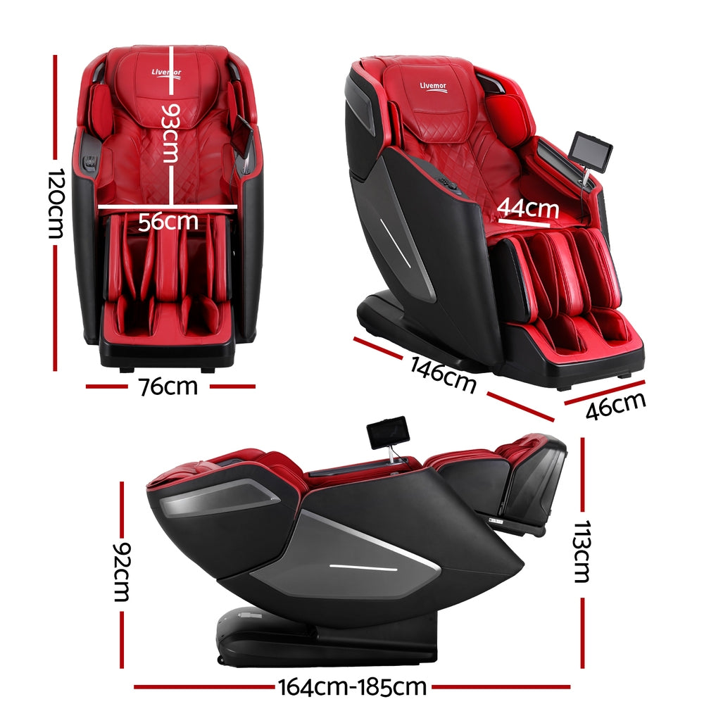 Massage Chair Recliner 4D Home Massager - Red