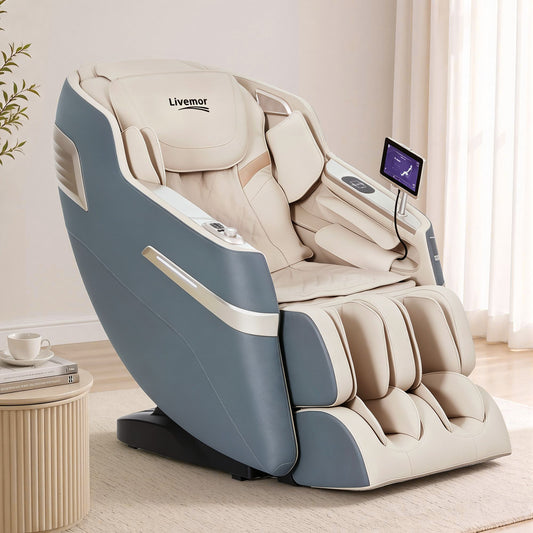 Livemor 4D Massage Chair Electric Recliner Home Massager Gray Sina