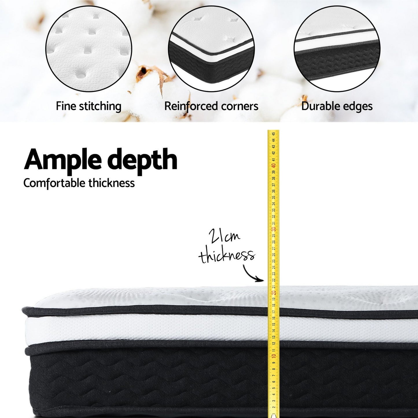 Euro Top Bonnell Spring Mattress Bedding Bonita 21cm Thick ‚Äì Double