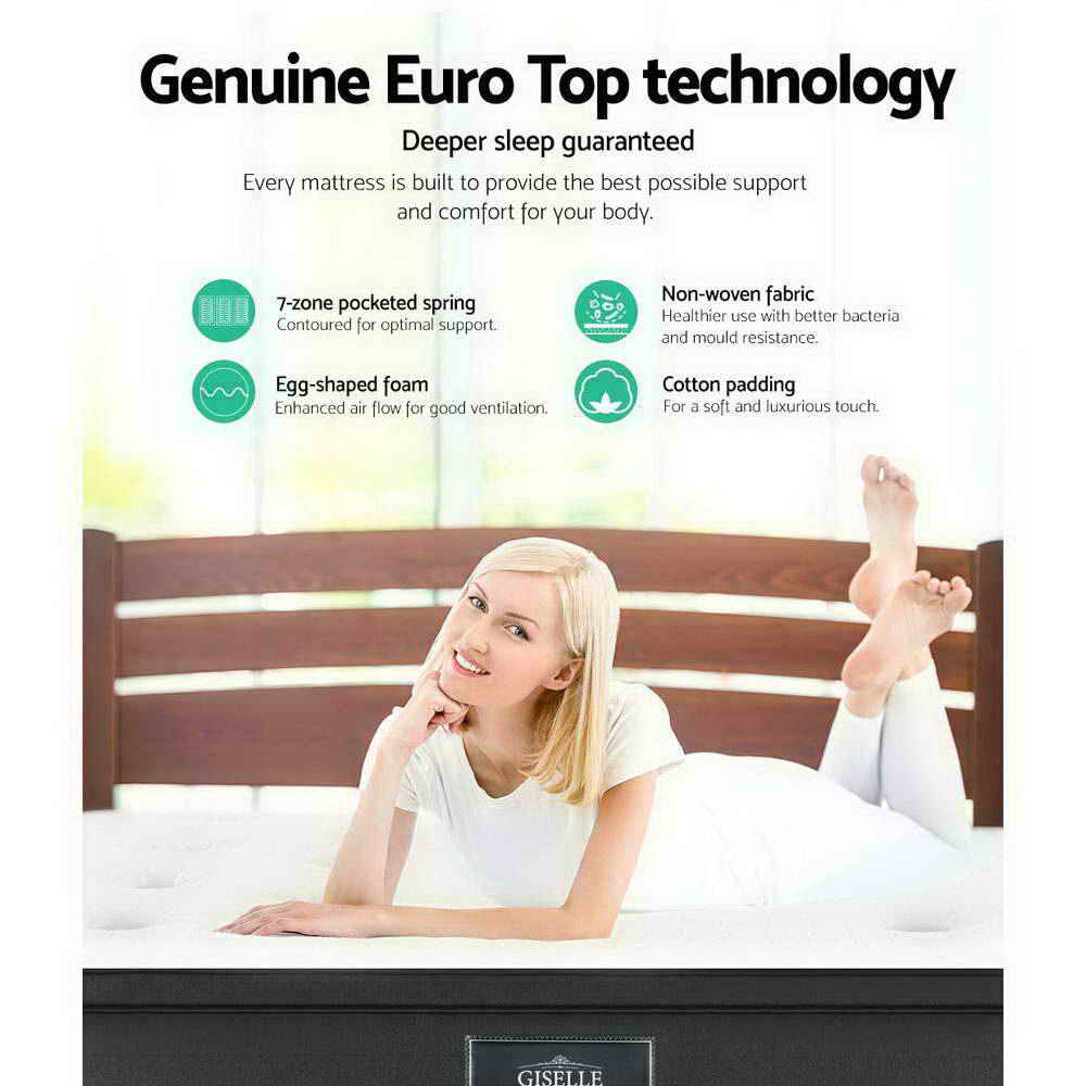 Mattress Bed KING Size 7 Zone Euro Top Pocket Spring Firm Foam