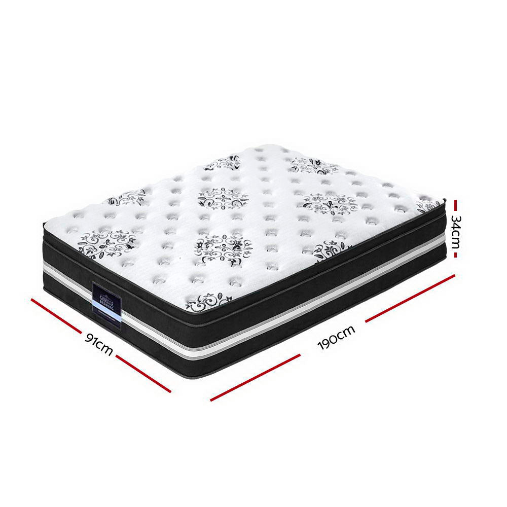 Bedding Donegal Euro Top Cool Gel Pocket Spring Mattress 34cm Thick - Single