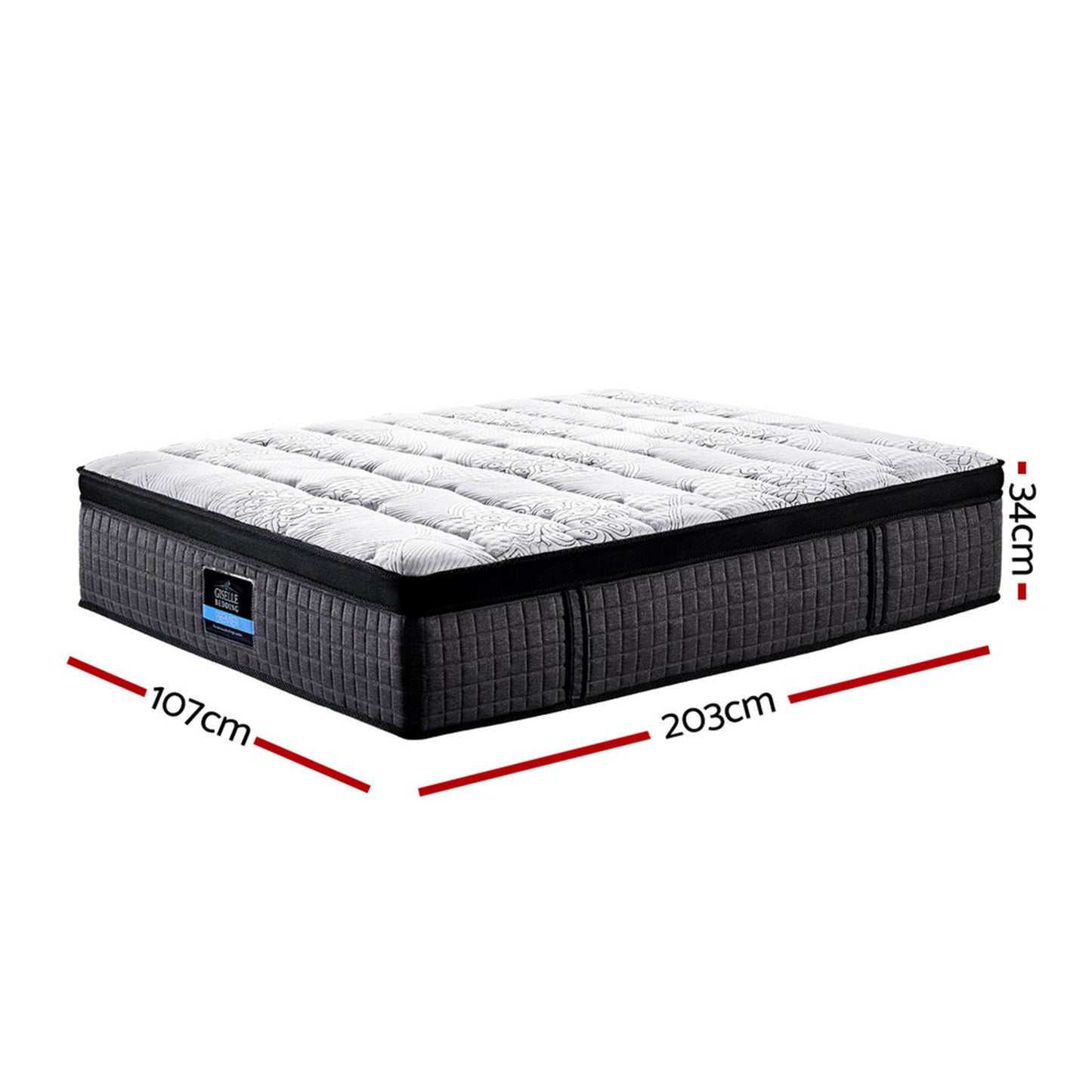 King Single Mattress 9 for Spring Latex Foam Medium Firm 34CM