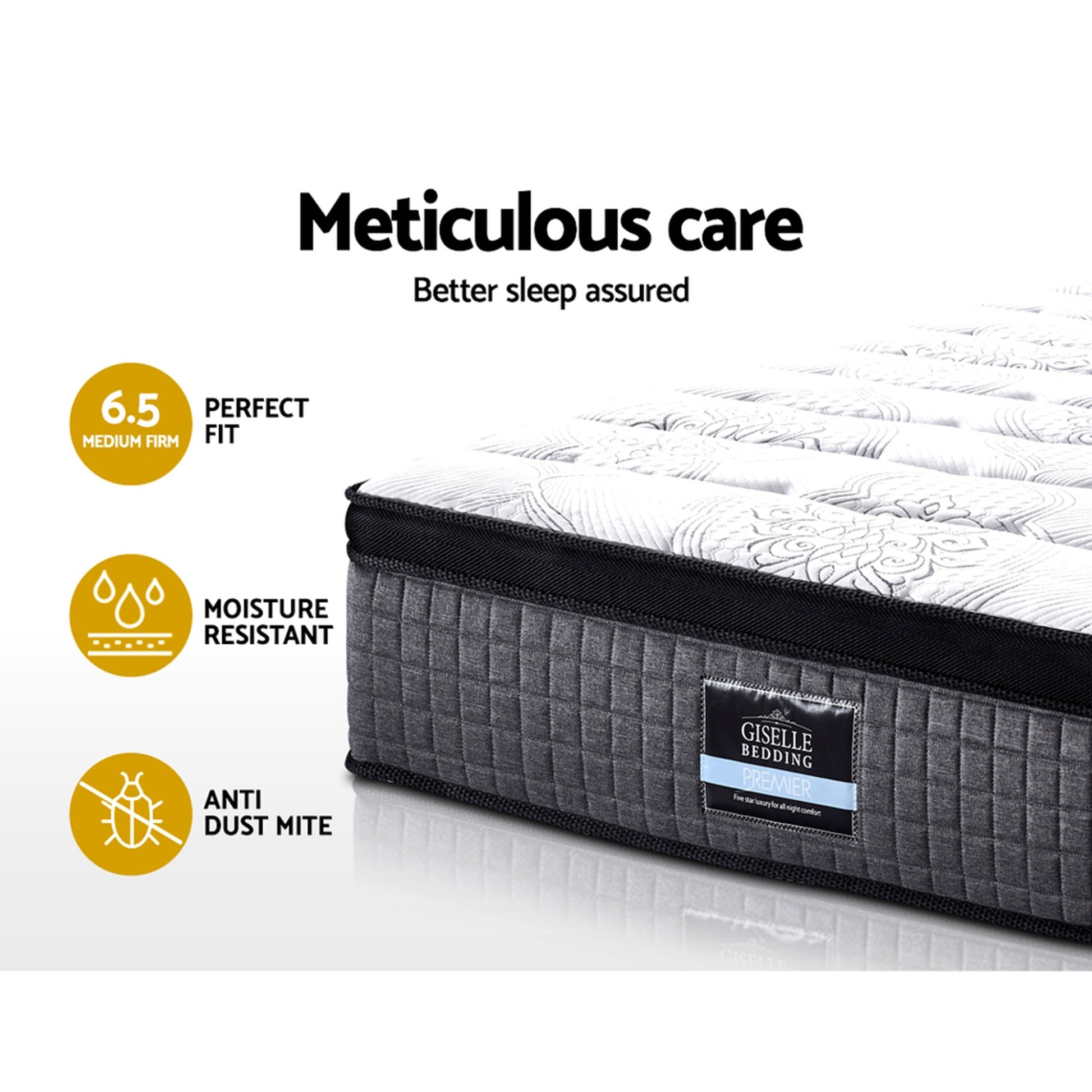 King Single Mattress Zone Pocket Spring Latex Foam Medium Firm 34CM