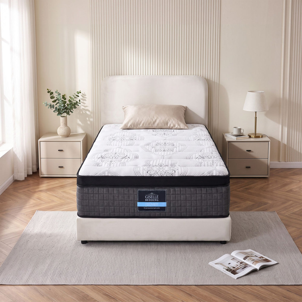 Single Bed Mattress 9 Zone Pocket Spring Latex Foam Medium Firm 34cm