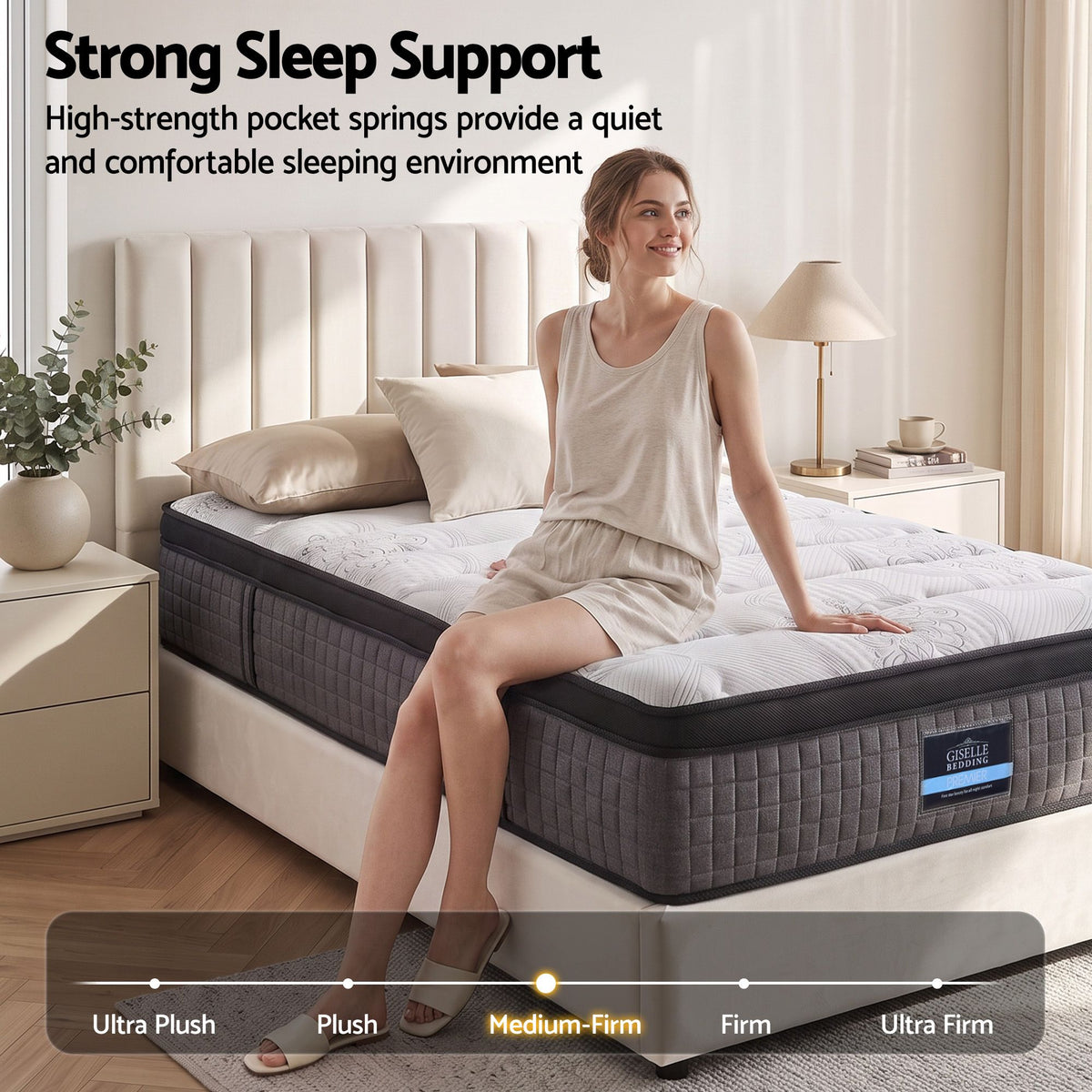 Single Bed Mattress 9 Zone Pocket Spring Latex Foam Medium Firm 34cm