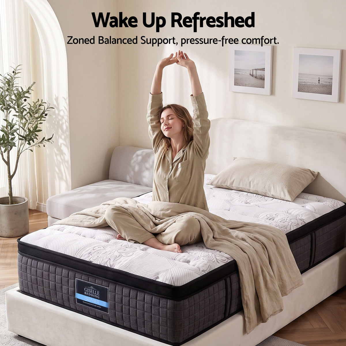 Single Bed Mattress 9 Zone Pocket Spring Latex Foam Medium Firm 34cm