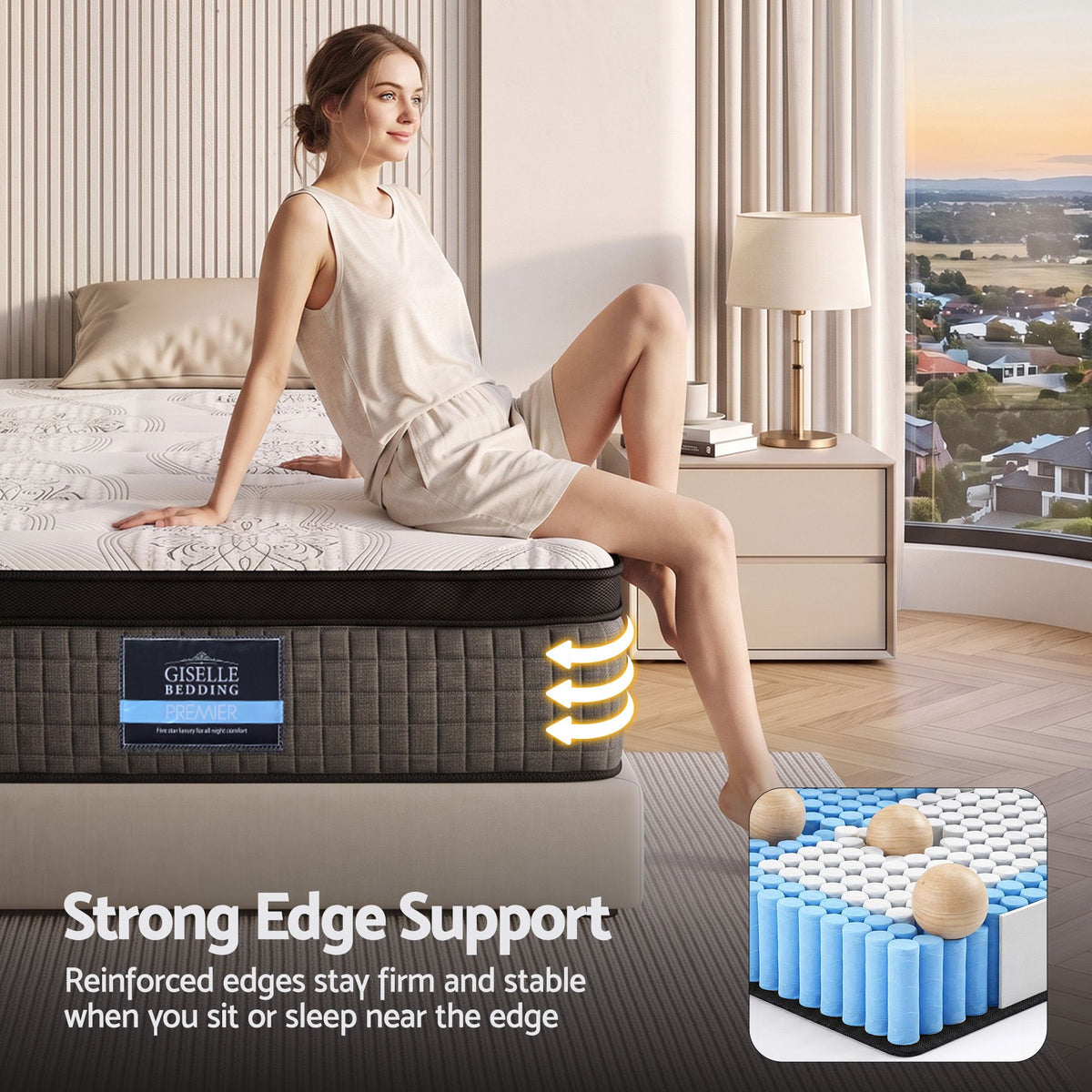 Single Bed Mattress 9 Zone Pocket Spring Latex Foam Medium Firm 34cm