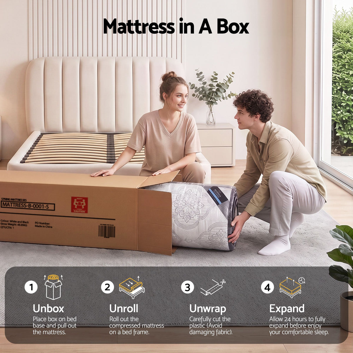 Single Bed Mattress 9 Zone Pocket Spring Latex Foam Medium Firm 34cm