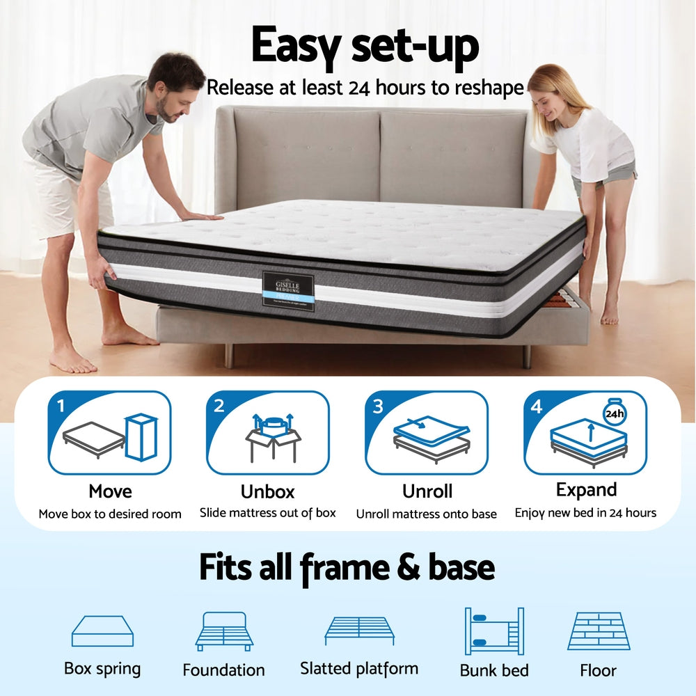Giselle Bedding 30cm Mattress Gel Foam Pocket Spring King