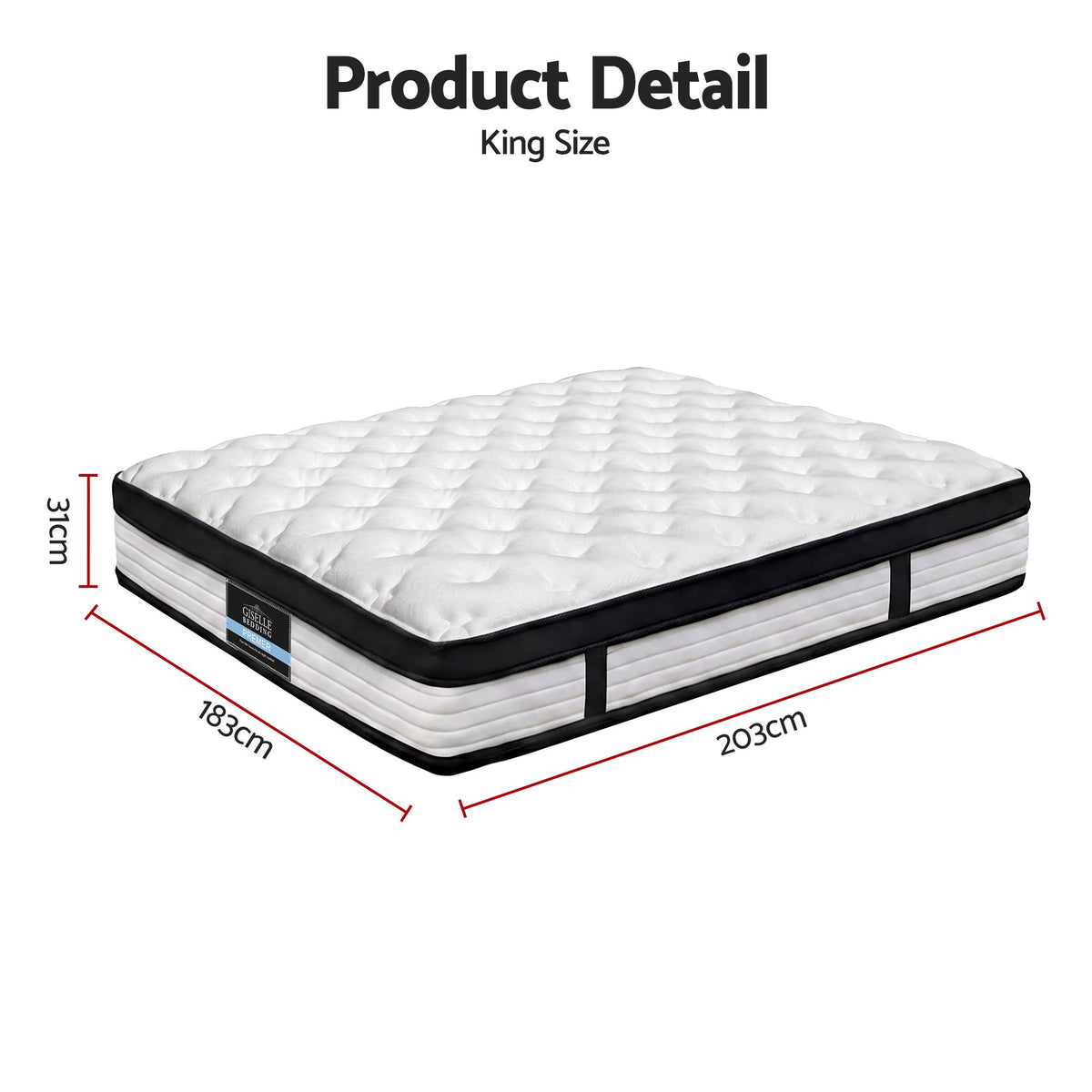 Euro Top Pocket Spring Mattress 31cm, King (Devon)