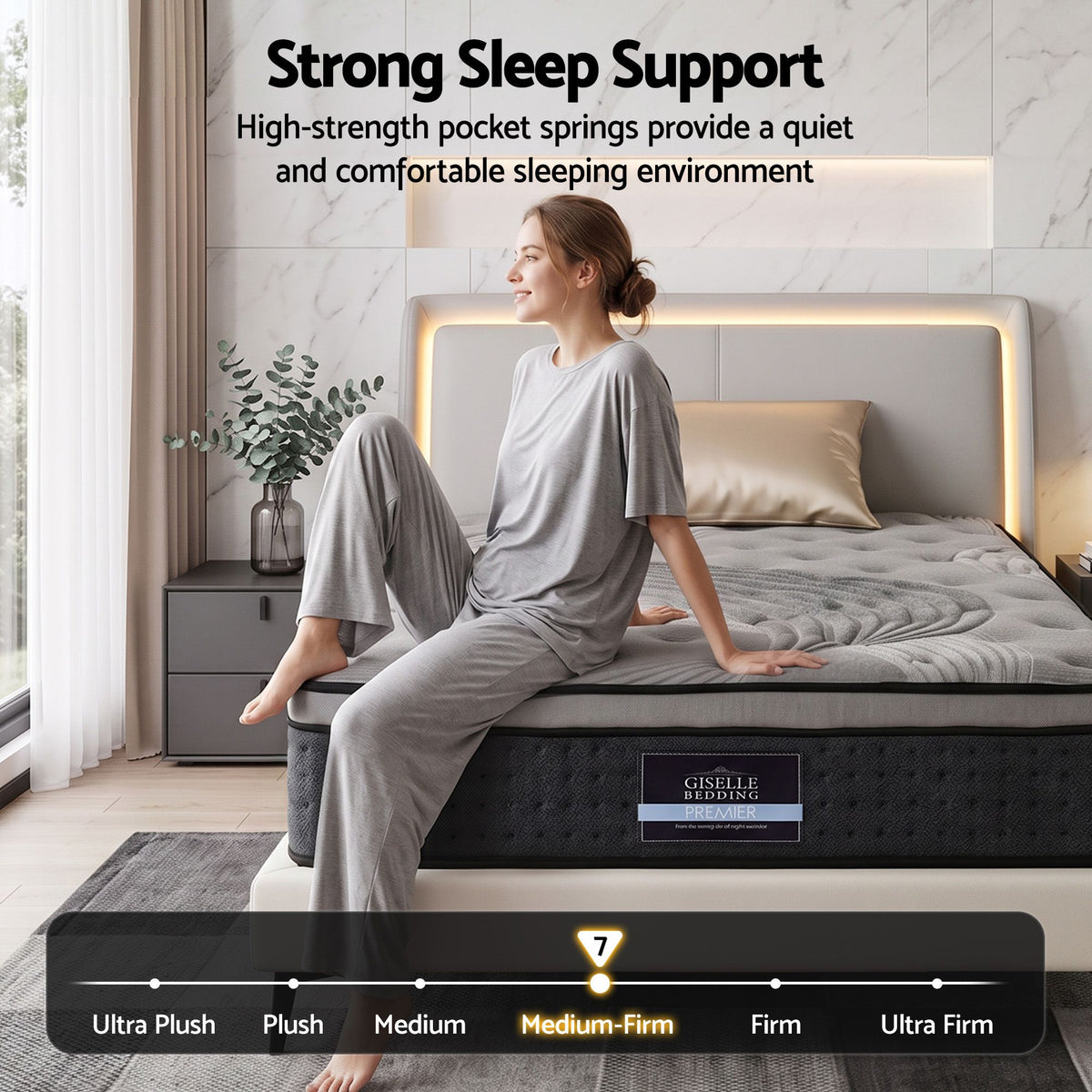 Bedding Alanya Euro Top Pocket Spring Mattress 34cm Thick ‚Äì King Single