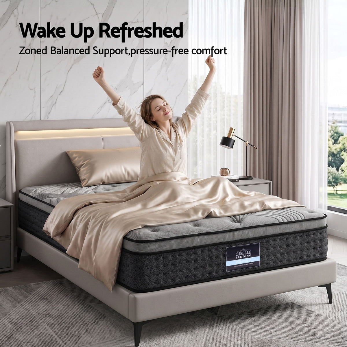 Bedding Alanya Euro Top Pocket Spring Mattress 34cm Thick ‚Äì King Single