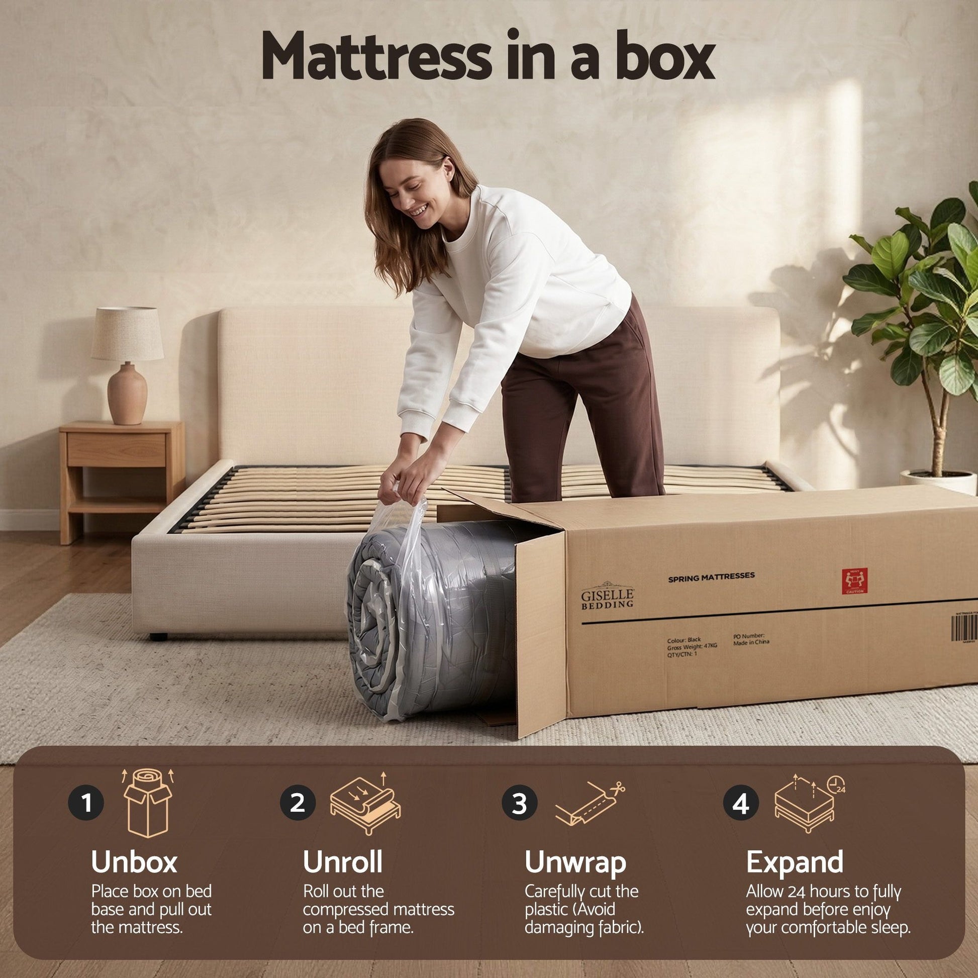 Bamboo 35cm 7 pocket spring mattress with pocket spring construction