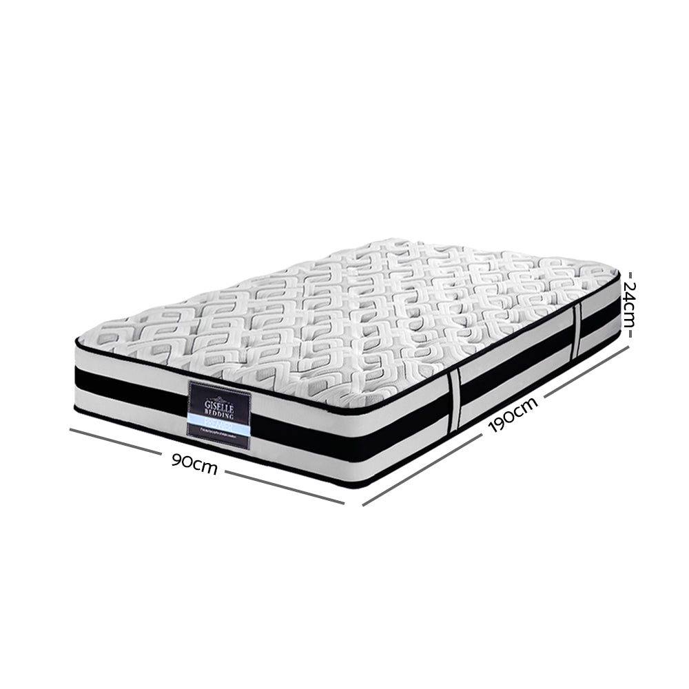 Pocket Spring Mattress Bedding Rumba Tight Top 24cm Thick - Single
