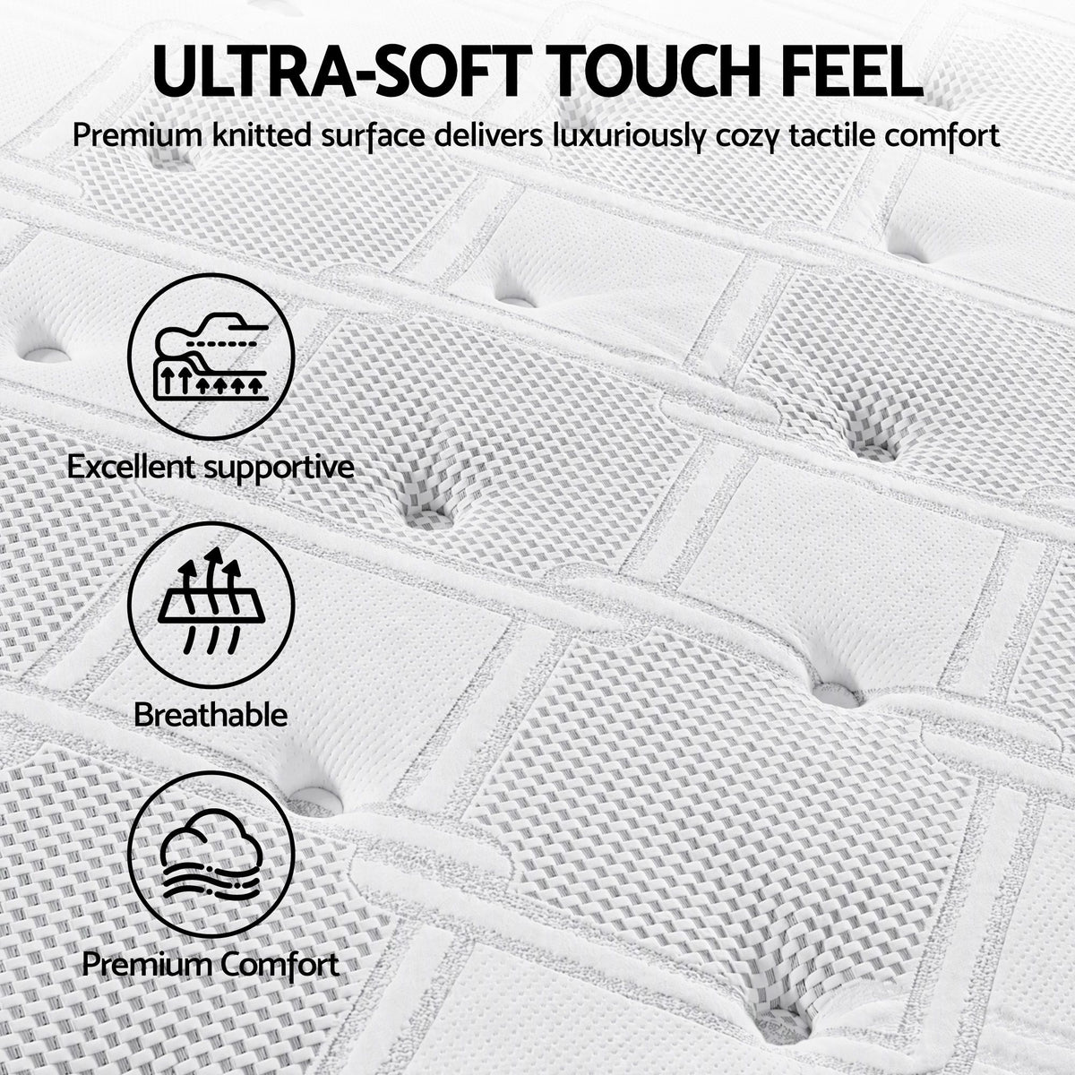 Euro Top Pocket Spring Medium Firm Foam Mattress 36CM Double 7-Zone
