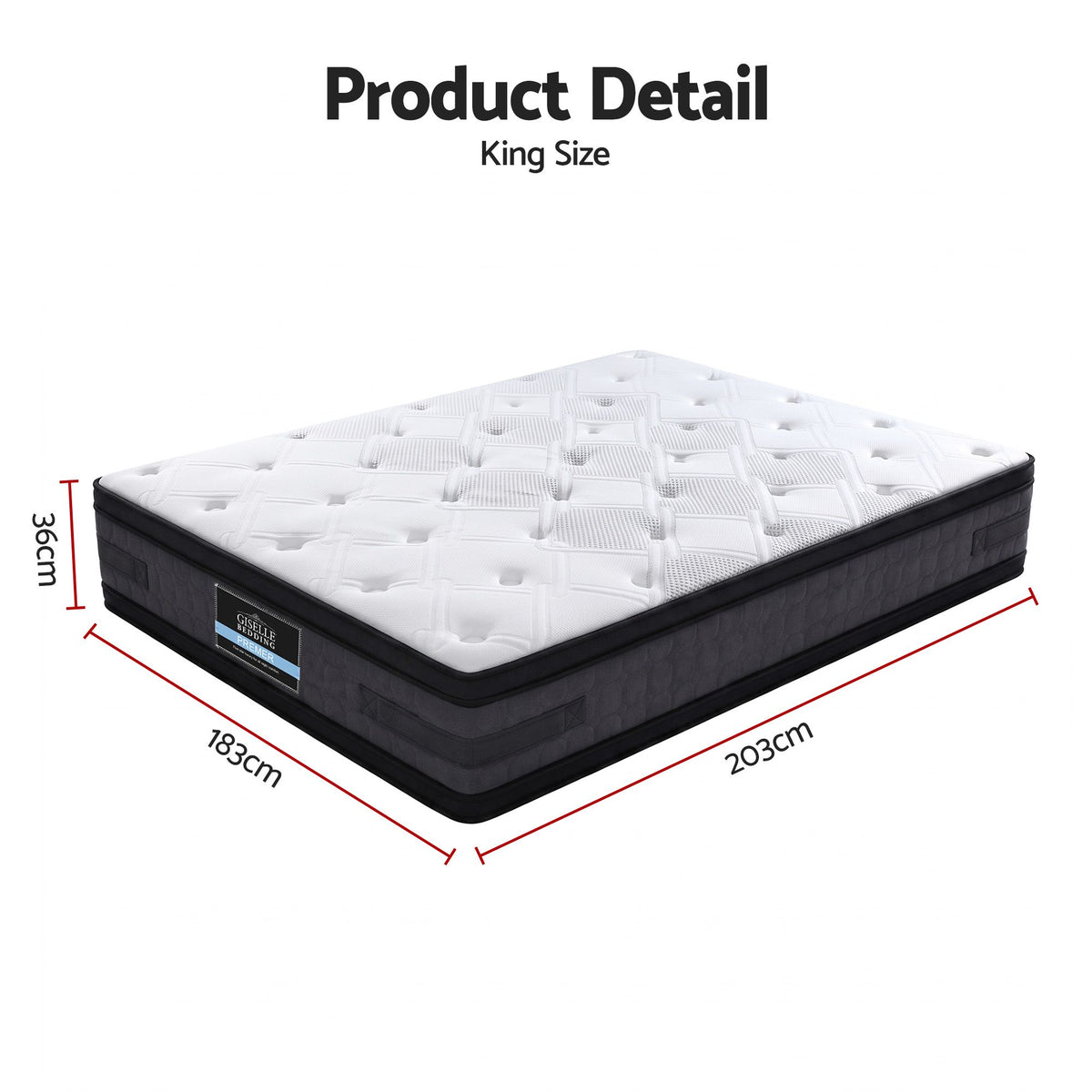 Euro Top Cool Gel Pocket Spring Mattress Bedding Luna 36cm Thick ‚Äì King