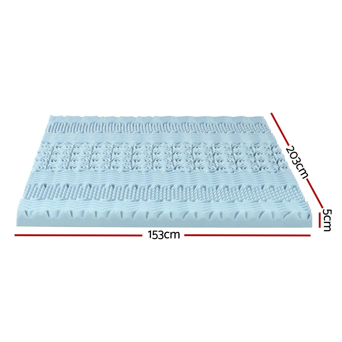 Memory Foam Mattress Topper Bedding Cool Gel 7-Zone 5cm with Bamboo Cover - Queen