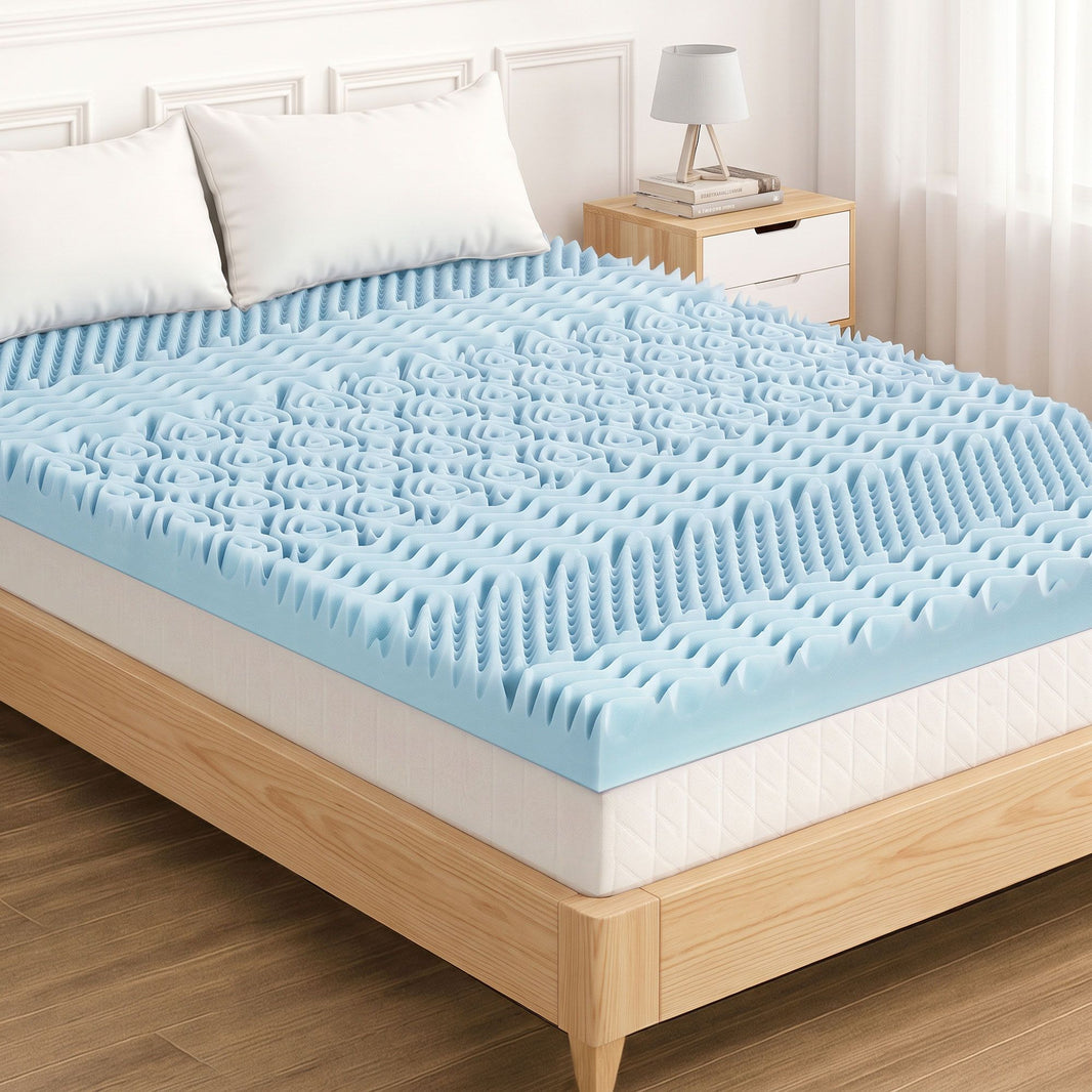 Memory Foam Mattress Topper Bedding Cool Gel 7-Zone 8cm with Bamboo Cover - Queen