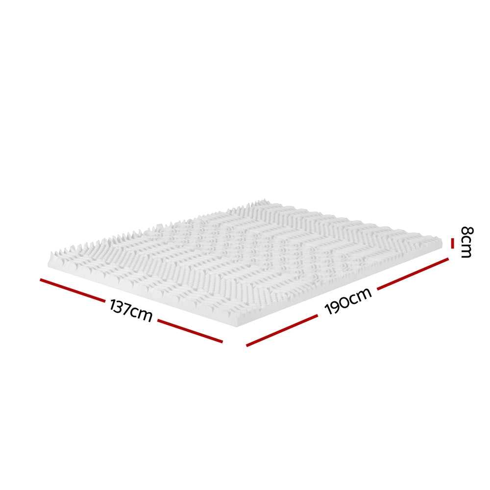 Bedding Memory Foam Mattress Topper 7-Zone Airflow Pad 8cm Double White