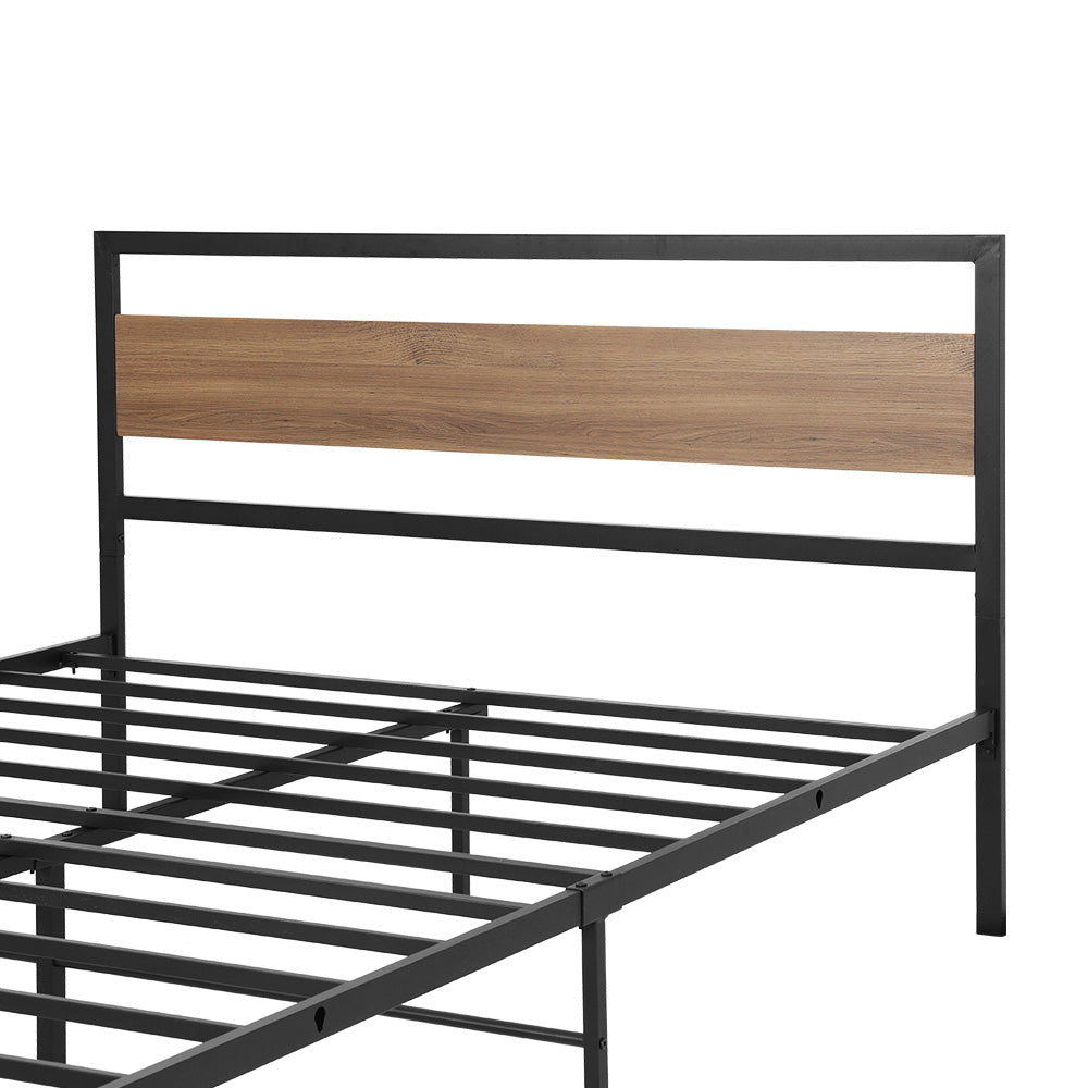 Bed Frame Double Size Metal Base Mattress Platform Foundation Black DREW