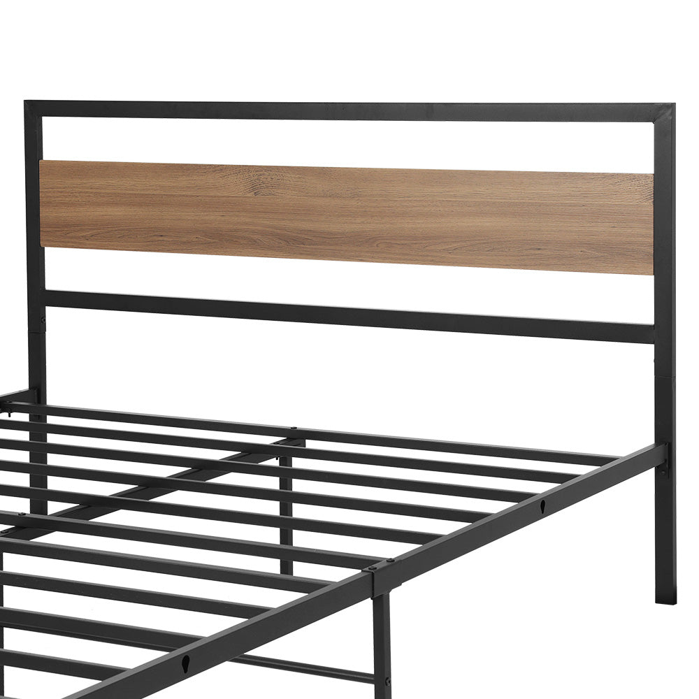 Bed Frame Queen Size Metal Base Mattress Platform Foundation - Black DREW