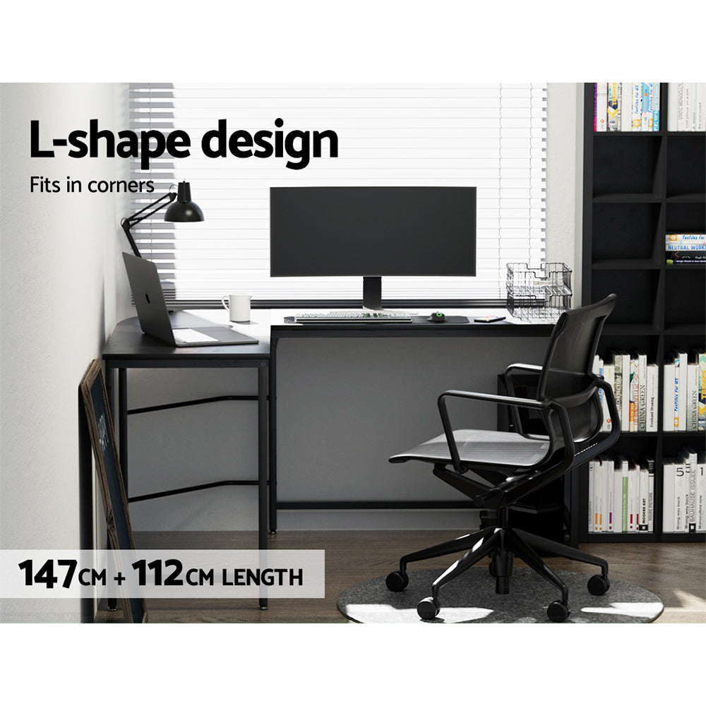 Computer Desk L-Shape CPU Stand Black 147CM