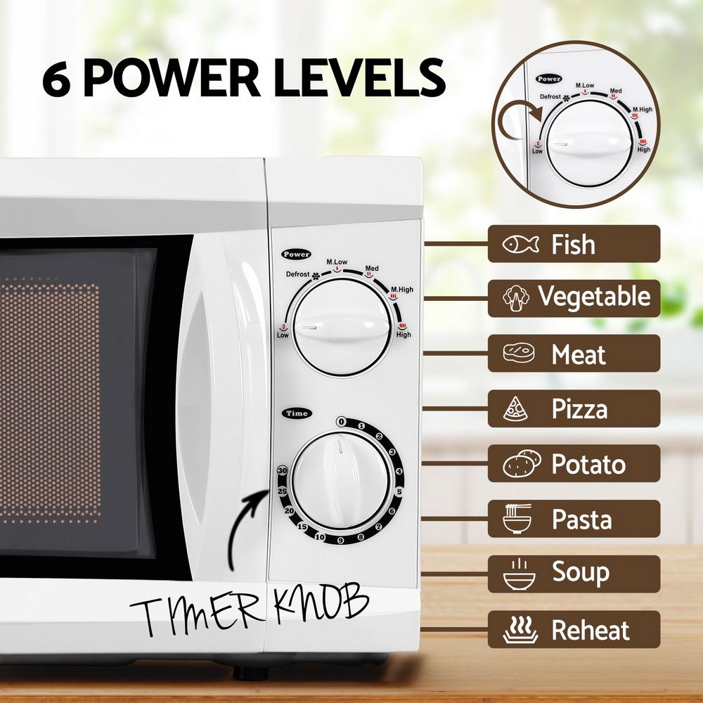 Devanti 20L Microwave Oven 800W White MIO WH 03
